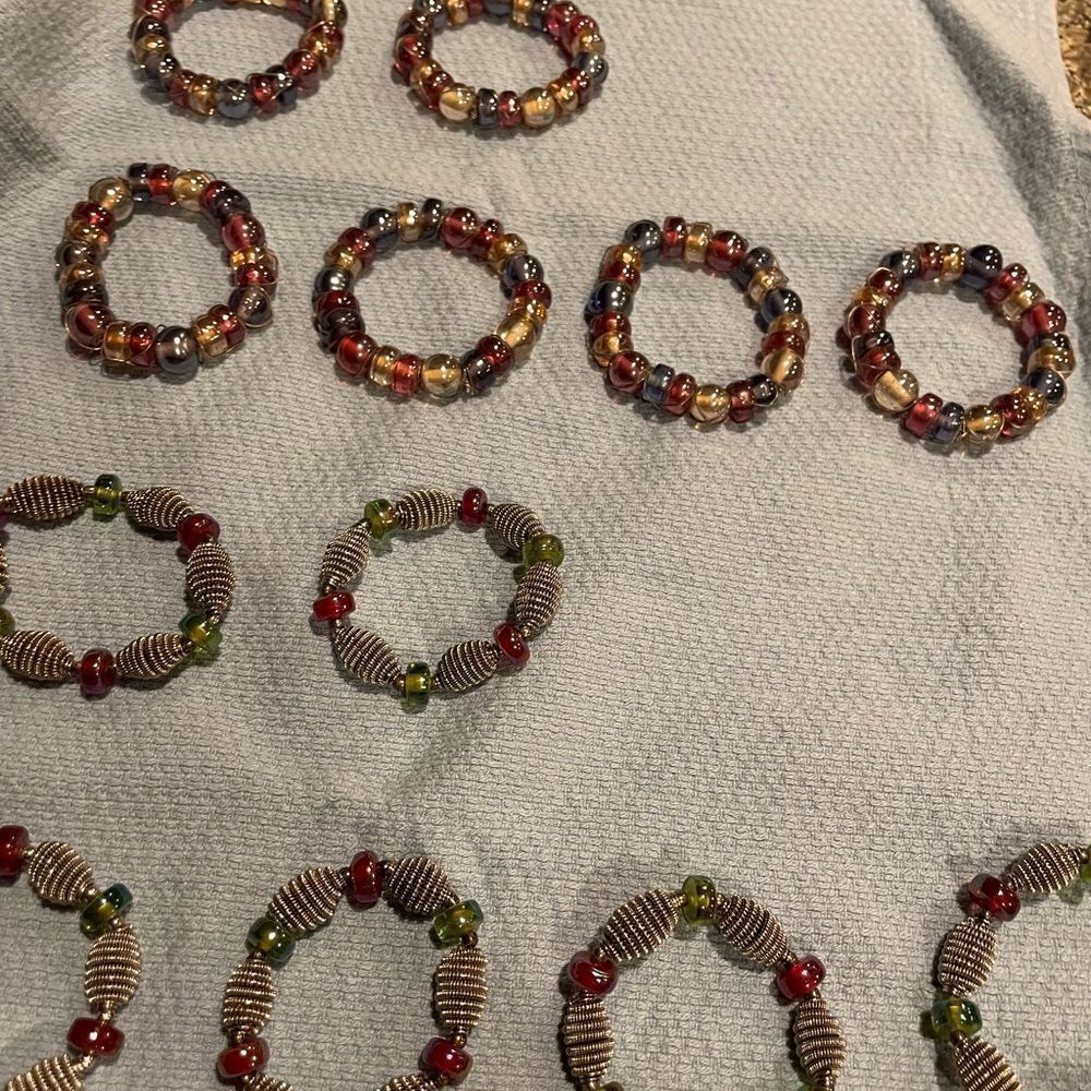 Multicolored Silver Wire Purple and Green Napkin Rings 2 sets of 6 Each = 12